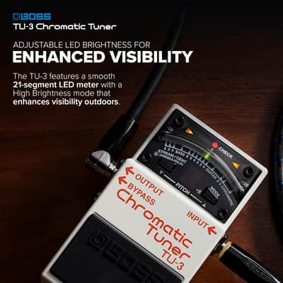 Boss TU-3 Chromatic Floor Tuner for Guitar and Bass | Industry-Standard Performance | Tank-Tough BOSS Stompbox Body | 21-Segment LED Meter | Accurate to +/- One Cent | Accu-Pitch Sign Function image 4