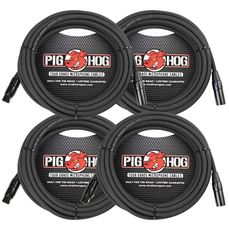 4 Pack Pig Hog PHM30 XLR High Performance 8mm Microphone 30 Foot Ft Mic Cable Lifetime Warranty! image 1