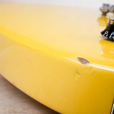 Burny Rock n' Roll RTV-55 MIJ 1992 Junior Yellow Double Cutaway TV Jr DC w/ Bag image 7