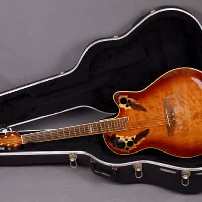 RARE Ovation CS 2000 Celebrity Deluxe Limited Edition Cherry Sunburst Flame Birdseye Maple ~MINT Top~ Elite image 2