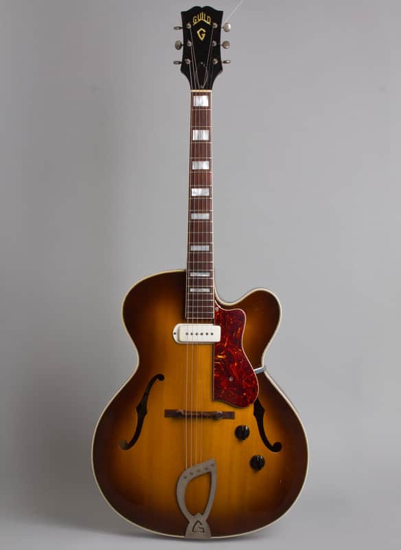 Guild  X-150 Arch Top Hollow Body Electric Guitar (1957), ser. #4462, original brown hard shell case. image 1