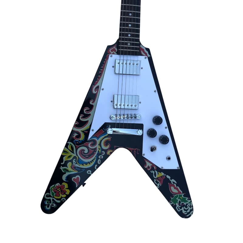 Custom Finish Top Flying V Style Guitar, Mahogany Body, Maple Neck, 22 Frets Fingerboard image 1