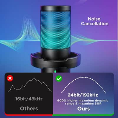 Gaming Usb Microphone, Noise Cancellation Condenser Mic With Mute, Gain, Rgb Indicator, Boom Arm Stand For Streaming, Podcast, Twitch, Youtube, Discord, Pc, Computer, Ps4, Ps5, Mac, Black image 4