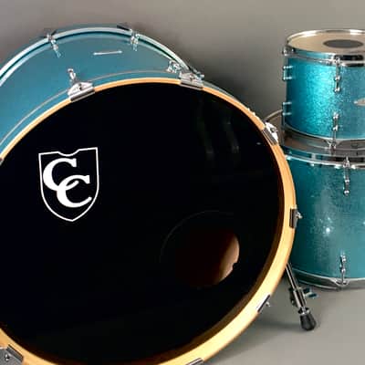 C&C Custom Drum Set Cardwell Drums USA Order Made 10/14/22 CC Rock Kit Turquoise Sparkle American Maple Shells Tube Lugs image 25