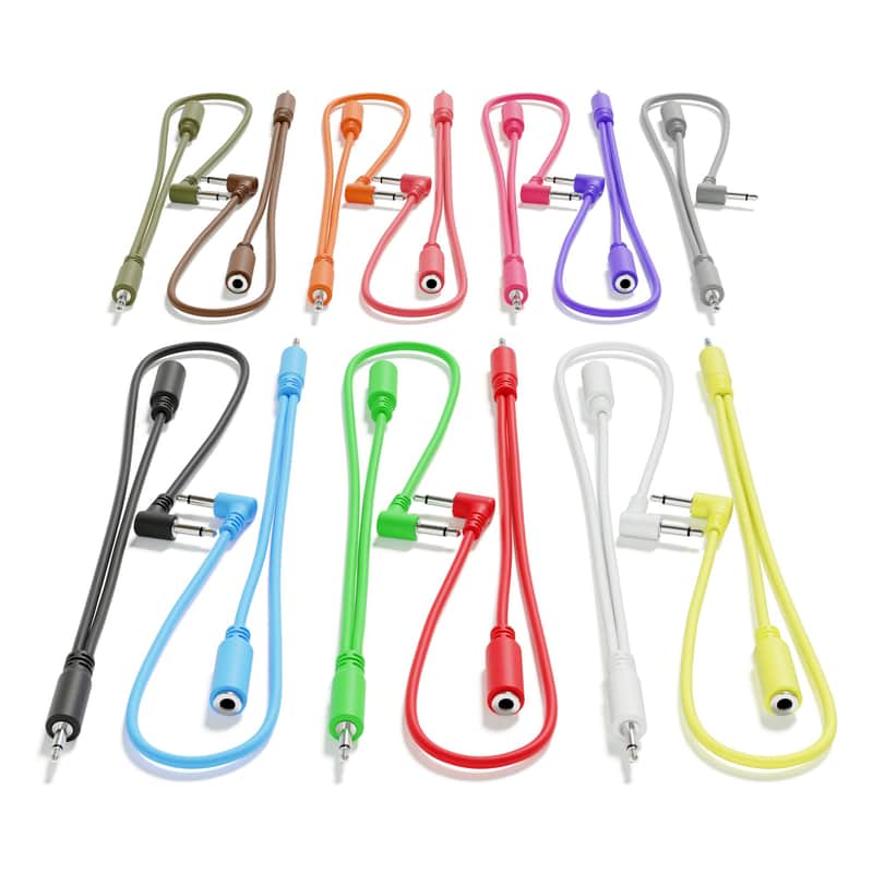 ExcelValley [13-Pack | 20 cm - 7.87"] Right Angle Hopscotch Mono Splitter Y Patch Cables TS 3.5mm 1/8" Eurorack Synth image 1