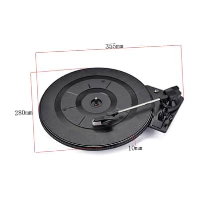 28cm Portable Vintage-Style Turntable – Black Battery-Powered Record Player with Built-In Preamp & Stylus image 2