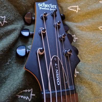 Schecter Omen-7 Active Diamond series 7 String Guitar - Present - Black Cherry with gig bag image 11
