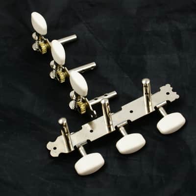 3-on-Plate Classic Acoustic Guitar Tuners Set, Nickel (1L/1R) image 4