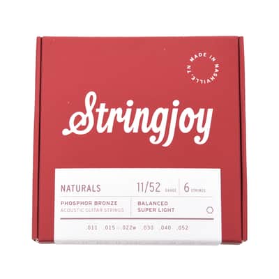 Stringjoy Naturals Super Light Gauge 11-52 Phosphor Bronze Acoustic Guitar Strings image 1