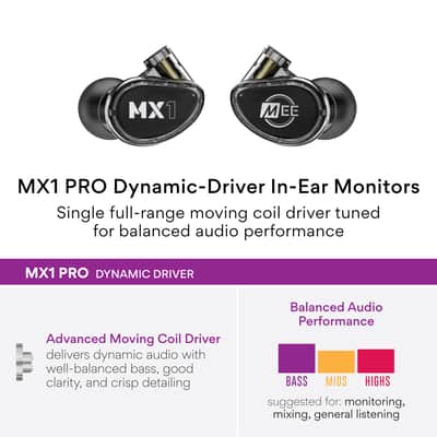 MEE Professional MX1 PRO Customizable Noise-Isolating Universal-Fit Modular Musician’s IEM (Smoke) image 3