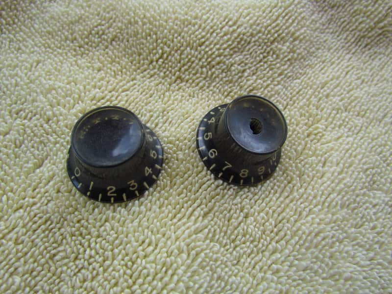 Vintage Gibson Reflector Knobs 1960's Era Black Vintage Gibson Top Hat Knobs Vintage Correct READ ENTIRE DESRIPTION image 1