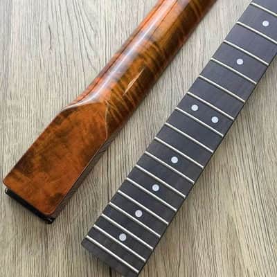 Roasted Tiger Maple Wood Guitar Tele Style Neck, Rosewood Fingerboard 22 Frets image 6