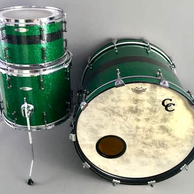 C&C Custom Drums Green Glass Glitter USA Order Made Drum Set Rock Kit CC Cardwell & Cardwell CC Maple Shells 12/14/22 image 1