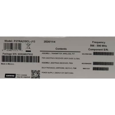 Shure Used PSM300 Wireless Personal Monitoring System with SE215-CL Earphones Band G20 image 5