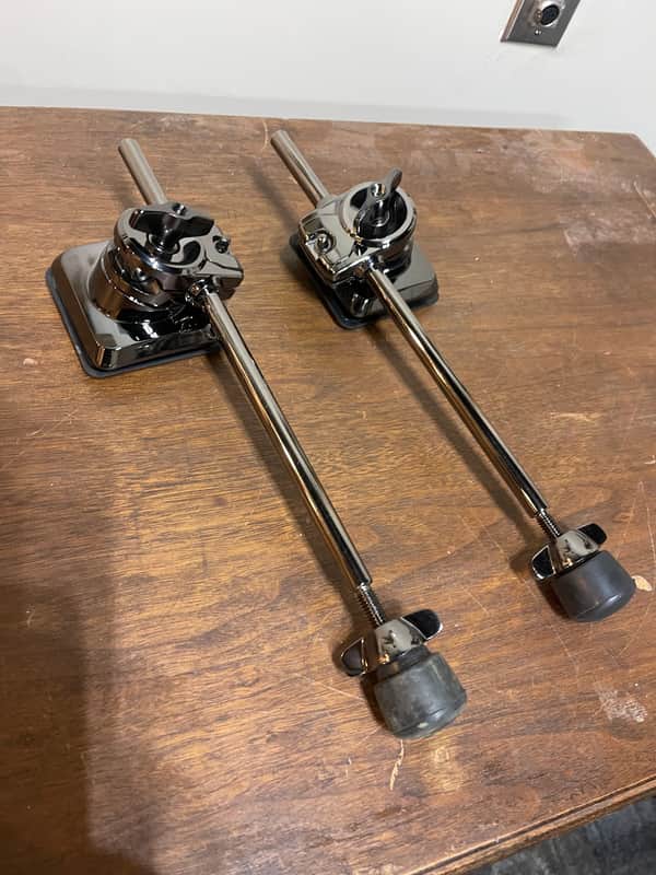 Tama Black Nickel Drum Spurs w Mounts Complete Pair image 1