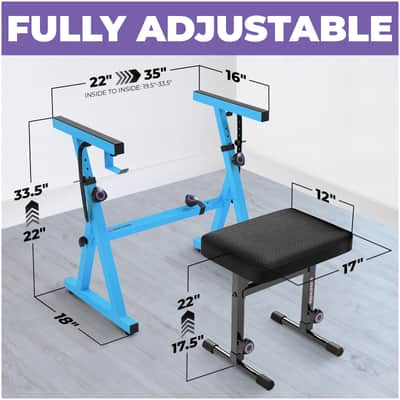 Liquid Stands Keyboard Stand and Bench Set - Heavy-Duty Portable Stand for 54-88 Key Electric Pianos with Adjustable Piano Bench (Light Blue) image 2