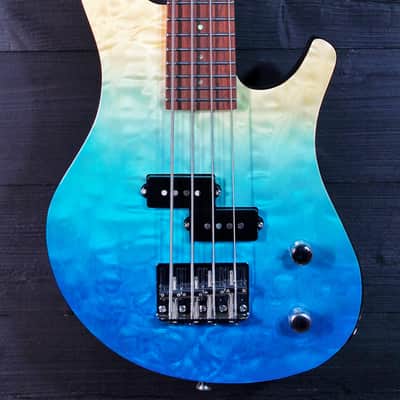 Flight Mini Bass TBL Trans-Blue Solidbody Electric Bass image 4
