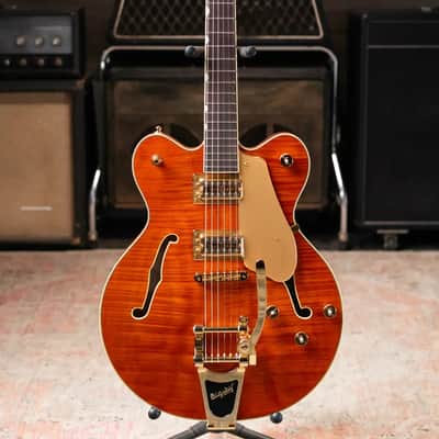 Gretsch Electromatic LTD Flame Okoume Broadkaster Double-Cut with Bigsby Electric Guitar - Roundup Orange image 3