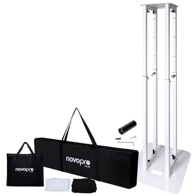 Novopro PS1XXL White Variable Height DJ Podium Stand w/ Scrims & Bag (4 Pack) image 2