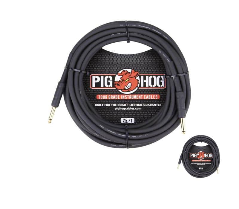 Pig Hog Black 25ft 1/4" Guitar Instrument Cable Mono Patch Cord PH25 - NEW image 1