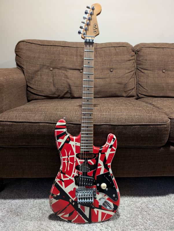 EVH Striped Series Frankie 2020 - Present - Red / White / Black Stripes Relic image 1