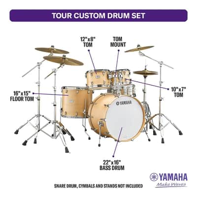 Yamaha Tour Custom Maple 4pc Drum Set 22/10/12/16 Butterscotch Satin image 2