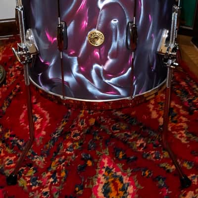 Gretsch 14"x16" FLOOR TOM w/Legs USA Custom Heritage Lugs - Black Satin Flame Nitron Wrap *EXCELLENT* 2024 image 1