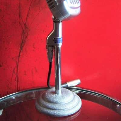 Vintage 1940's Shure 737A crystal microphone Satin Chrome w cable and data sheet image 1