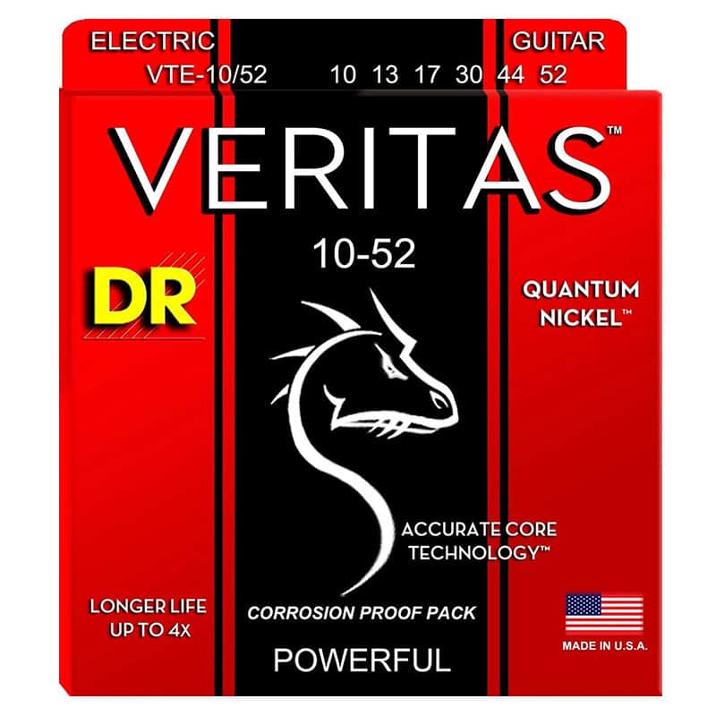 DR Strings VTE-10/52 Veritas Uncoated Nickel Plated Medium to Heavy Electric Guitar Strings 10-52 image 1