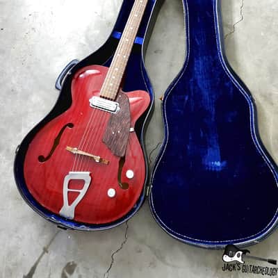 RARE Julio Giulietti  Model A2 Italian Semi-Hollow Jazzbox Electric Guitar w/ OHSC! (1962, Cherry) image 4