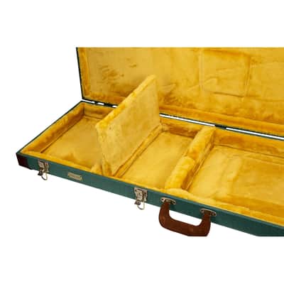 Crossrock Master Series - Wooden Telecaster&Stratocaster Electric Guitar Case - Security Lock, Genuine Leather Handle, Reinforced Hardware, Metal Feet, Storage Space- Malachite Blue Tweed image 10