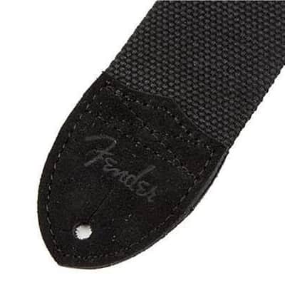 Fender Cotton/Leather Strap Black image 2