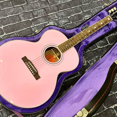 Epiphone J-180 LS Jumbo Ac/El Inspred by Gibson Pink w/Case Auth Dlr #266 image 3