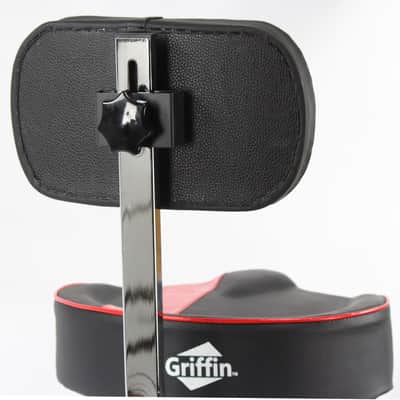 Griffin Drum Throne with Back Rest Support - Padded Leather Drummer Seat Motorcycle Saddle Style Chair - Swivel Adjustable Height Drum Chair for Adults Percussion Stool with Double Braced Hardware image 2