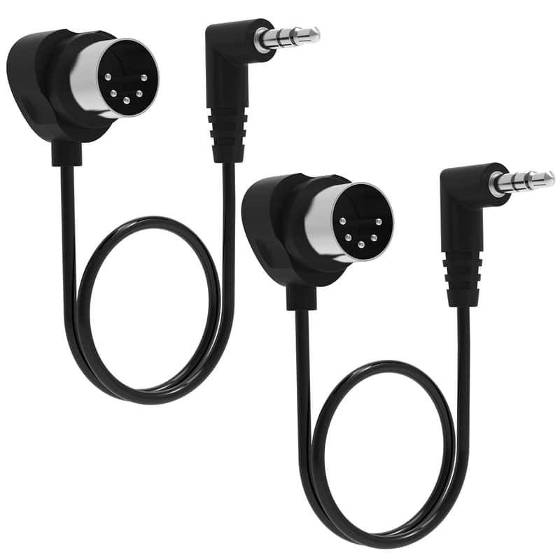 TRS 3.5mm MIDI Cable 2-Pack 2-FT / 60CM Type-A TRS 3.5mm to MIDI 5 Pin Din Cable with Ultra-Small Plugs for Tight Space 2-Pack 2-FT / 60CM image 1