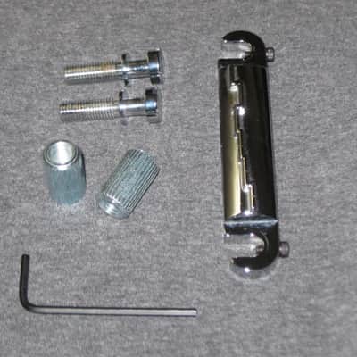 lite use (generally very clean) Gibson (sourced from Ping Works - PW) Lightning Bar Compensated Wraparound Bridge, Chrome [+ studs & anchors & hex key tool] from mid 2010s Gibson LP Jr floor piece (guitar NOT included) Chrome Plated ZINC image 1