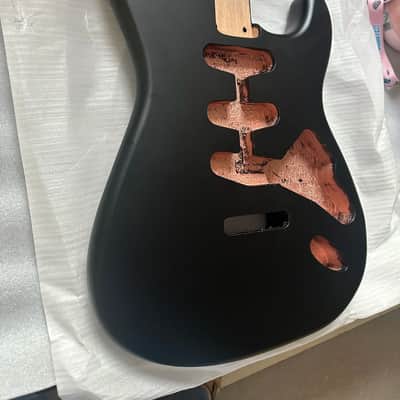Matte Black Alder Strat Style Guitar Body, 5.6cm Pocket image 2