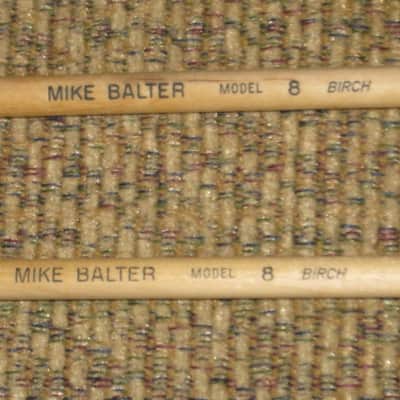 one pair new old stock (but ONE head has visible impressions) Mike Balter MB8B (8B) Hard Keyboard Mallets, 7/8" rosewood round HEADS and natural birch HANDLES - mid to late 1990s (+ packaging) Unwound Series image 2