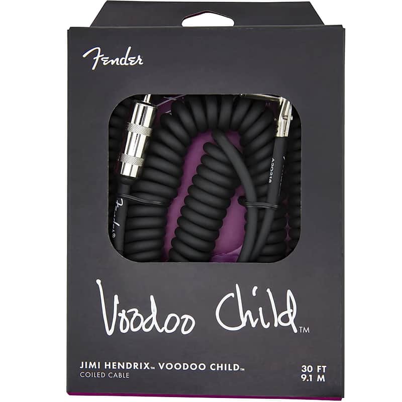 Fender Jimi Hendrix Voodoo Child Straight / Angled TS Coiled Instrument Cable - 30' image 1