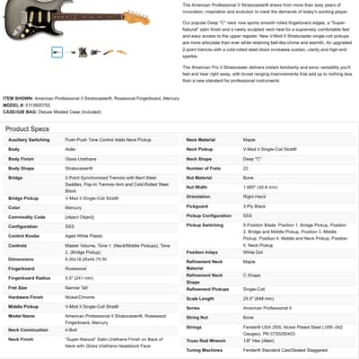 Fender American Professional II Stratocaster Strat Electric Guitar - Mercury image 25