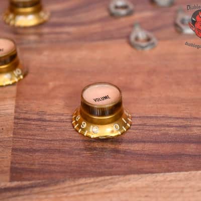 Gibson 1961 Original Gold Top Hat Reflector Knob Set with Pointers 1961 Late 1950's Early 1960's image 9