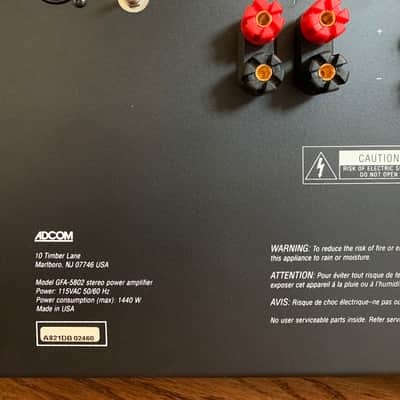 Adcom GFA-5802 2-channel Power Amplifier - black image 6