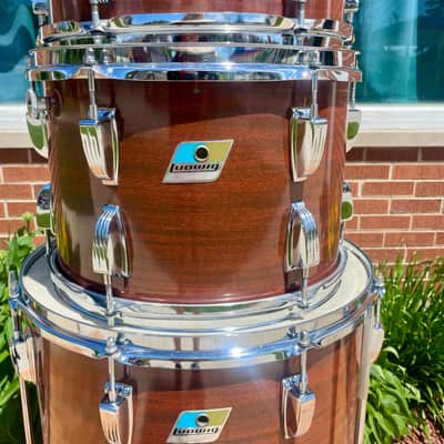 1970s Ludwig Big Beat 3-Ply Drum Set Mahogany Cortex 22/12/13/16 image 5