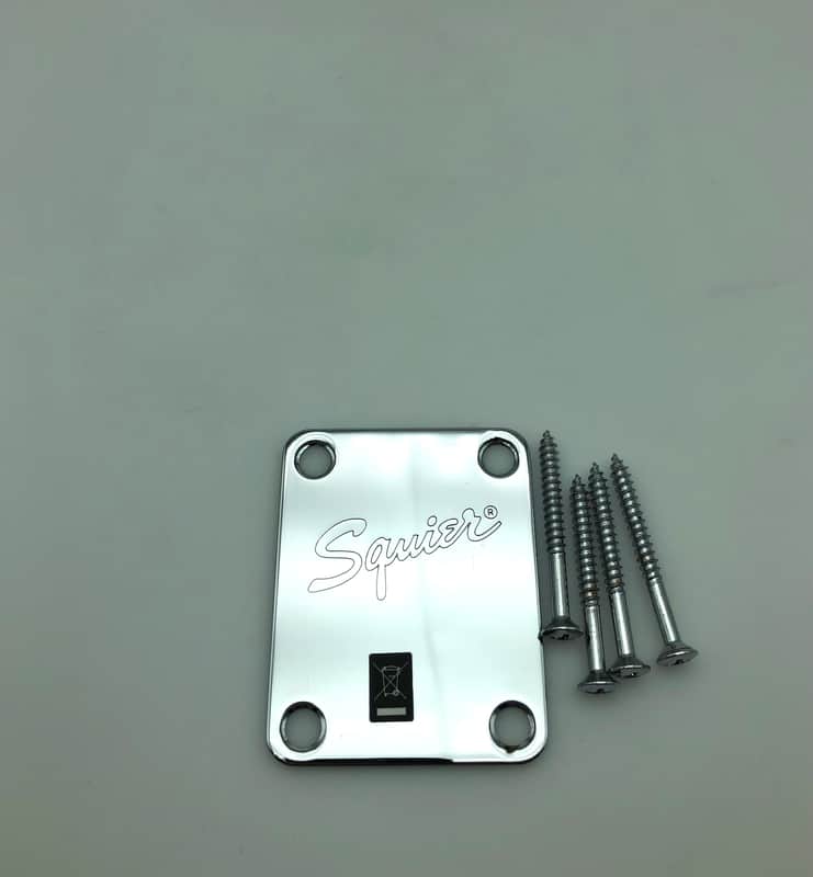 Fender Squier Neck Plate w/Hardware - Chrome image 1