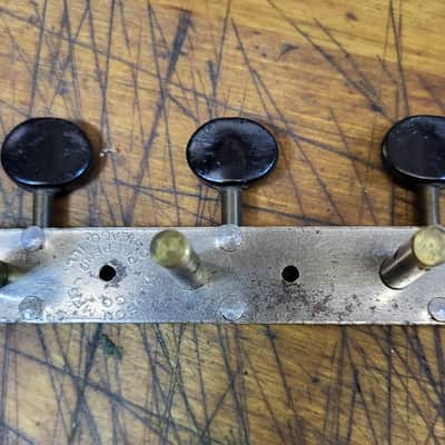 Vintage RARE 1940 Patent Applied For Kluson Open Back Martin Gibson Epiphone Harmony Guitar 3x3 on a Plate BASS SIDE Tuners Slot Head or Regular Luthier Parts Screws #2 image 2
