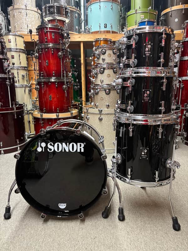 Sonor Prolite Brilliant Black High Gloss Vintage Maple Drum Set image 1