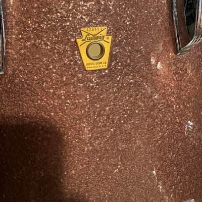 Ludwig Vintage 1966 Burgundy Sparkle Downbeat Drum Set 20".14",12" EXCELLENT!! image 3