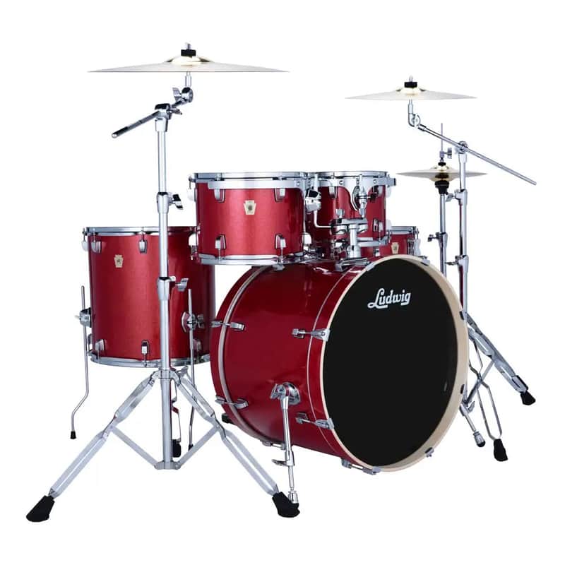 Ludwig Evolution 5pc Complete Drum Set (22"BD) & Paiste Cymbals Crimson Sparkle image 1