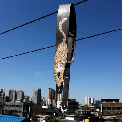 Burny Black custom guitar strap _ snow leopard black made to order - oil image 13