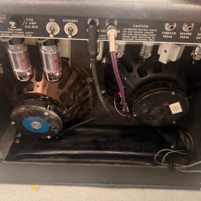 Vintage 1973 Fender Twin Reverb Silverface Guitar Tube Amplifier with Original Cover and Reverb Tank image 4